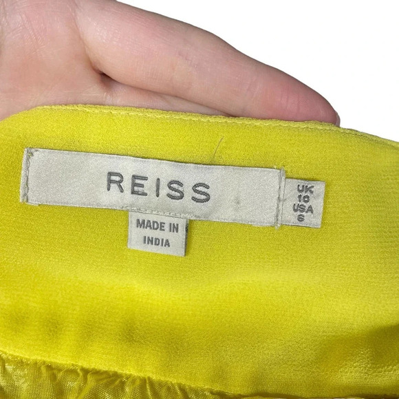 Reiss Yellow Textured‎ Swing Skirt with Ruffle Line Detailing Size 6 - Picture 6 of 7